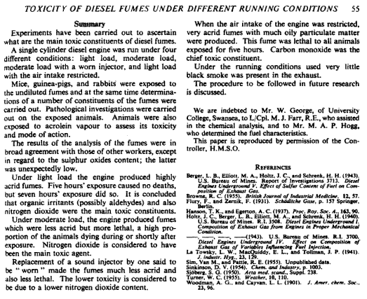 Toxicity of diesel exhaust